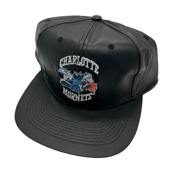 Charlotte Hornets Vintage Snapback Cap Leather imitation